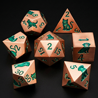 Jeu de dés DND Blue Dog Cat Dice Point, 7 dés métalliques, Dragon et Donjons, jeu de rôle, bords tranchants, faits à la main, jeu de société
