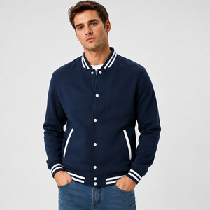 Classic varsity <b>jacket</b> featuring athletic inspired detailing and comfortable warmth for versatile casual streetwear fashion - Product Image 1