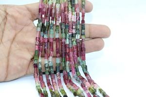 Cuentas Cuadradas de Turmalina Multicolor Natural de 5*7 mm, Lisas, 14 Pulgadas, Collar Largo de Calidad AAA+, Piedras Preciosas Sueltas - Product Image 3