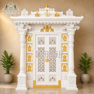 Puerta de Entrada Principal Tallada a Mano de Estilo Templo del Sur de la India, Puerta de Entrada de Lujo de Madera Tallada a Mano de Estilo Templo - Product Image 3