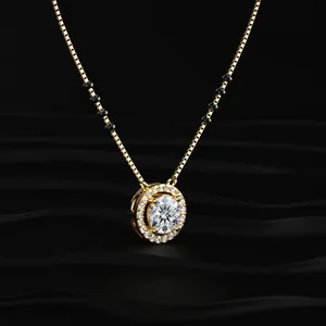 Colgante de Diamante CVD Cultivado en Laboratorio, Corte Redondo, Halo, Mangalsutra, Compromiso, Boda, Oro, Certificado IGI, India - Product Image 4