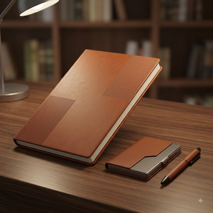 Aurelux Brown PU Leather Case Bound Premium <b>A5</b> Multicolor Diary Notebook Executive Office <b>Planner</b> Custom Logo Corporate Gift - Product Image 3