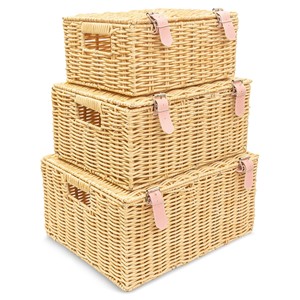 Handcrafted Bamboo <b>Stackable</b> <b>Basket</b> Set with Handles - Wholesale - Product Image 6