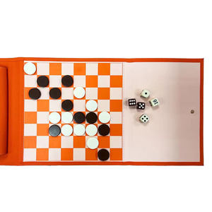 Juego de Ajedrez Portátil de Cuero PU de Lujo Personalizado, Tablero de Backgammon Enrollable de Cuero con Piezas de Damas - Product Image 3