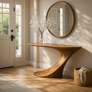 Mesa Consola de Madera Natural Sólida, Hecha a Mano, Moderna y Duradera, de Lujo, Ecológica, para Sala de Estar o Entrada - Product Image 3