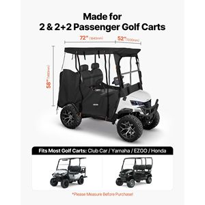 Copertura Completa Visibile per Golf Cart 2+2 Posti in Tessuto Oxford 420D Impermeabile, Adatta alla Maggior Parte dei Modelli C - Product Image 2