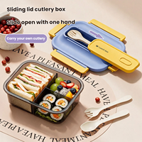 Boîte à lunch portable compartimentée, récipient alimentaire étanche, boîte de préparation de repas avec compartiment à couverts, conteneur de stockage alimentaire pour les repas