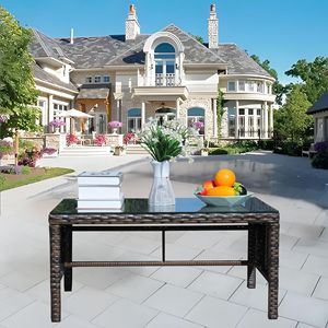 Outdoor Patio Furniture <b>Clear</b> Tempered Glass Coffee <b>Table</b> Single Piece Set - Product Image 1