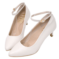 Escarpins élégants Ann'S blancs pour femme en cuir d'agneau véritable à bout pointu, talon moyen de 5,5 cm, avec bride de cheville