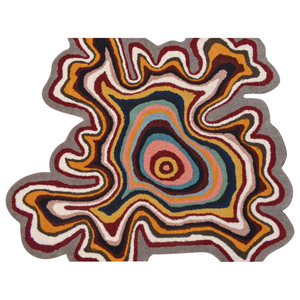 Tapis moderne en laine tuftée à la main à poils ras, motif abstrait, forme fluide inspirée de l'octopus, contour topographique multicolore sculpté pour la maison - Product Image 1