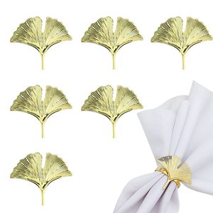 Gold Gingko Leaf Napkin <b>Ring</b> For Table Decoration Decorative Metal Crafts Tableware Luxury Napkin <b>Rings</b> <b>Cheap</b> Price - Product Image 3