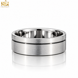 Bague de mariage en argent brossé avec bords biseautés polis pour unisexe |   Bague fine classique finition satinée, bague fine minimaliste moderne - Product Image 1