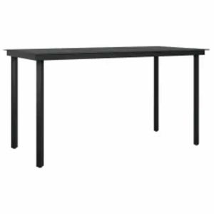 Juego de Comedor para Jardín Negro con Mesa y Sillas Grises con Cojines Gris Claro para Entretenimiento al Aire Libre - Product Image 5