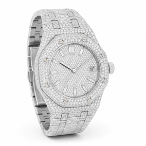 Luxury High Quality Full Iced Out Moissanite Watch Stainless Steel Alloy Case Square Design Pave Dial Unisex Quartz Watch Date - Product Image 3