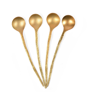 Juego de 4 Cucharas de Latón para Helado y Postre con Mango de Latón y Logotipo Personalizado - Product Image 1