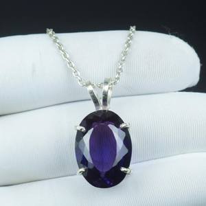 Magnifique pendentif ovale bicolore en tanzanite, collier en argent sterling 925, pierre de naissance de décembre, cadeau - Product Image 1