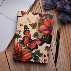 สมุดโน้ตกระดาษ A5 ลายผีเสื้อและดอกไม้ สมุดบันทึกแบบรักษ์โลก พร้อมตัวล็อคโลหะ ทำจากกระดาษรีไซเคิล ขายส่งจำนวนมาก - Product Image 5