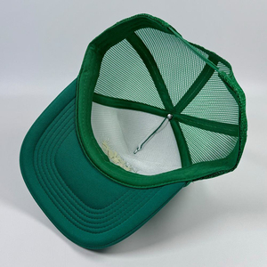 OEM High Crown Polyester Forest Green 5 Panel Curved Brim Mesh Sport Cap With Rope Custom Embroidery Design Foam Trucker <b>Hats</b> - Product Image 6