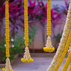 Guirnalda de Flores de Caléndula de Plástico Ecológico Artificial, Borlas de Tuberosa, Decoración para Bodas Indias, Haldi, Mehndi - Product Image 3