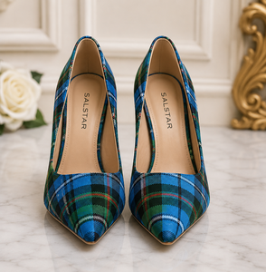 Escarpins à talons hauts élégants pour femmes, motif tartan écossais personnalisé, chaussures de mariage sur mesure, fournisseur en gros - Product Image 2