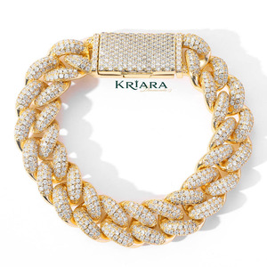 Pulsera de Cadena de Plata 925 con Baño de Oro Blanco y Moissanita para Hombre, Corte Brillante, Microincrustaciones, Lujo, Uso Diario, Compromiso, Aniversario, Fiesta - Product Image 3