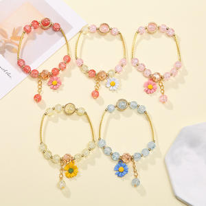 Cute Beaded <b>Rose</b> <b>Quartz</b> Flower Children's Crystal <b>Bracelet</b> Romantic Jewelry - Product Image 3