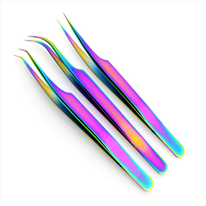 Pince à épiler professionnelle multicolore, durable, antistatique, à forte adhérence, en acier inoxydable, pour extensions de cils, longueur 10 mm, marque personnalisée - Product Image 2