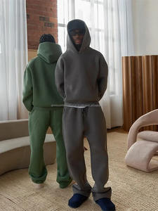 Conjunto Deportivo Casual de Invierno para Hombre, Dos Piezas, Diseño Sólido, 100% Algodón, Corte Regular, Sudadera con Capucha, Bolsillos con Cordón, Estilo Urbano - Product Image 5