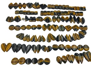 Pares de Cabujones de Piedra Natural Ojo de Tigre al por Mayor para la Fabricación de Joyas |   Piedras Sueltas con Forma de Corazón, Pera y Redonda, en Volumen - Product Image 4