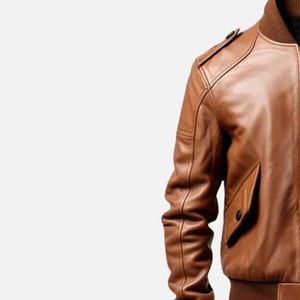 Chaqueta de Cuero Genuino para Hombre, Diseño Unisex con Bloques de Color, Cuello Alto, Transpirable, Invierno 2021, Alta Calidad - Product Image 4