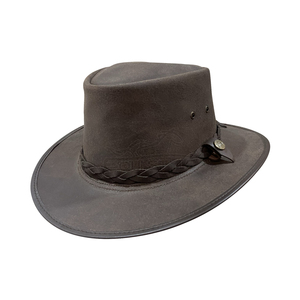 Brown Leather Cowboy <b>Hats</b> High Quality Vintage <b>Western</b> Style Spring Summer Custom Logo Embossed Travel Wholesale Unisex Headwear - Product Image 1