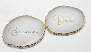 Resin <b>Round</b> Stoneware Type Coasters With Gold Edge Glam Table <b>Mats</b> Reusable 400mm Tea Coaster For table Home Decor Hotel By UO - Product Image 6