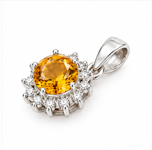 Pendentif en argent avec citrine, pendentif en pierre précieuse citrine dorée, pendentif soleil en argent sterling, bijoux en cristal jaune - Product Image 3