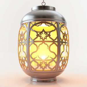 Linterna Árabe Dorada Tradicional para Ramadán, Lámpara de Metal Ornamentada, Decoración para Ramadán, Linterna, Dorada - Product Image 6