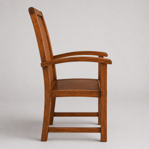 Fauteuil en bois massif à lattes avec accoudoirs courbes, structure en bois massif et design classique pour mobilier de jardin et de terrasse pour la maison - Product Image 2