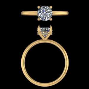 Bague solitaire en diamant taille ronde 1,14 carat, or jaune 14k 18k, bague de fiançailles halo, alliance minimaliste, bijoux fins, cadeau - Product Image 3