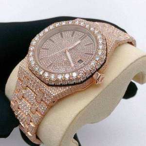 Reloj de Pulsera de Acero Inoxidable con Movimiento de Cuarzo, Esfera en Tono Rosa, Diamantes VVS y Moissanita para Hombre, en Oferta a Bajo Precio - Product Image 3