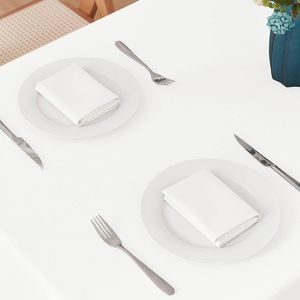Rectangle 4 <b>Feet</b> Tablecloth 52x70 Inch Linen Textured Stain & Wrinkle Resistant Washable Polyester Decorative <b>Table</b> Cover - Product Image 2