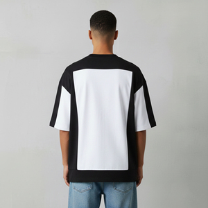 Camiseta de algodón de manga corta con cuello redondo y corte holgado para hombre, con ribete en contraste, estilo urbano, estampado de letras y logo frontal - Product Image 4