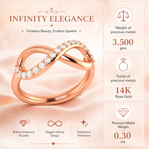 แหวนเพชรแท้รูปอินฟินิตี้ |   แหวนสัญญาโรสโกลด์ 14K สำหรับผู้หญิง |   คอลเลกชันของขวัญเครื่องประดับดีไซเนอร์สุดหรูสำหรับวันครบรอบแต่งงาน - Product Image 3