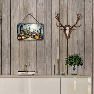 Nuevo Halloween Calacas esqueletos aluminio Metal pared puerta colgante impresiones Multicolor 8HX12W para cocina Bar baño decoración del hogar - Product Image 4