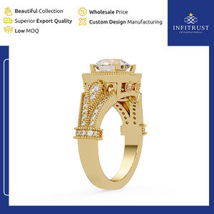 Anillos de Diamantes Solitarios de Plata de Ley 925 Hechos a Mano con Excelente Claridad VVS y Baño de Oro, de Fabricante de Origen en India - Product Image 3