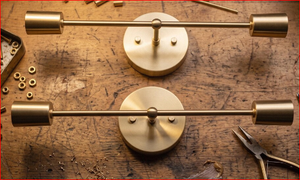 Modern Bronze Double Wall <b>Sconce</b> | Mid Century Bathroom Vanity LED Wall-Mounted E26 <b>Light</b> Fixture - Product Image 2