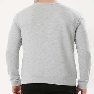 Suéter gris negro sólido para hombre, manga larga, con bolsillo frontal, suéter de invierno 100% algodón - Product Image 4