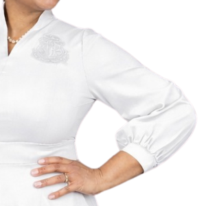 Vestido Midi Elegante de Algodón 100% con Botones en la Cintura Natural, Color Blanco, para Mujer, Manga Corta, Profesional, de Oficina, Formal - Product Image 6