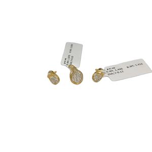 Juego de colgantes y pendientes de diamantes de oro blanco y rosa de alta calidad impresionantes y elegantes con diamantes de piedras de colores - Product Image 1