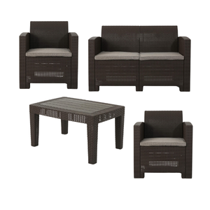 Modern SIENA 4PCS Commercial <b>Outdoor</b> Restaurant Sofa Set with Seat Cushions 5CM Wicker <b>Rattan</b> Furniture by PHU LINH - Product Image 5