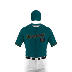 Uniformes de baseball unisexes respirants personnalisés en gros avec impression numérique en noir 100% polyester col en V uniforme court - Product Image 5