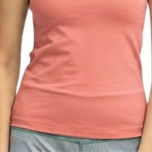 Débardeur rose pour femme à fines bretelles, sans manches, coupe ajustée, col rond, couleur unie, basique, décontracté, été, personnalisable - Product Image 3