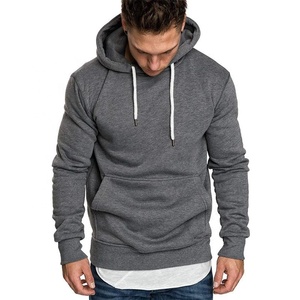 Sweat à capuche gris pour homme, coupe ample, couleur unie, décontracté, en coton tricoté écologique, avec poche, pour l'hiver 2027 - Product Image 1